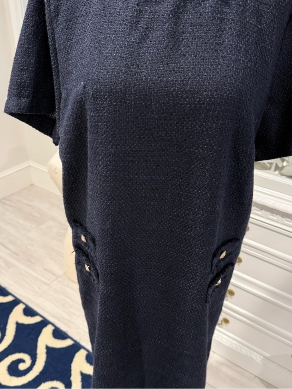 Classic Navy Short-Sleeve Shift Dress